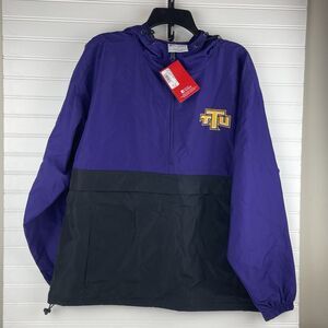 Champion 1/2 Zip Hooded Packable Windbreaker Jacket Unisex Sz L Purple Black TTU